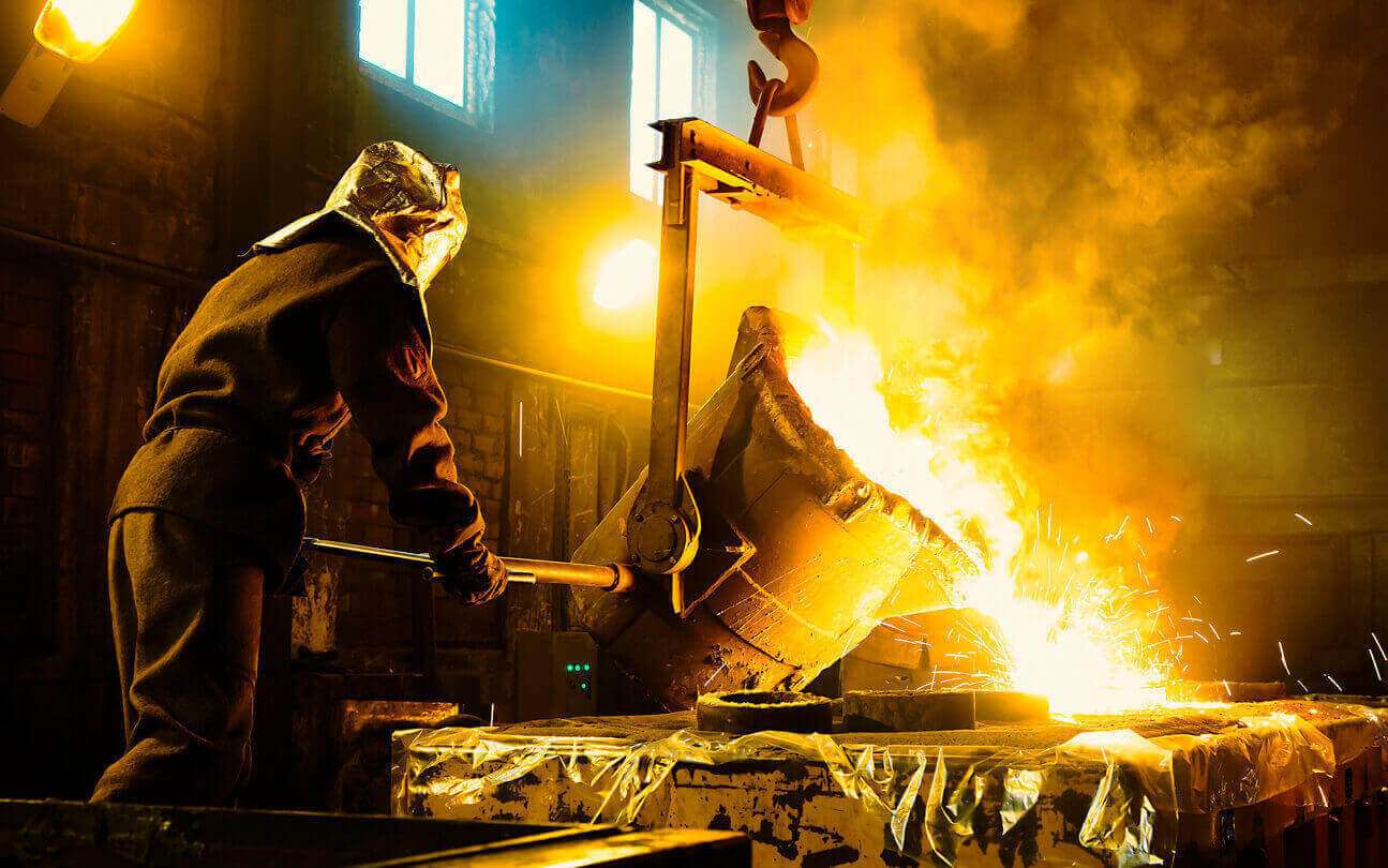 Process of steel making inside steel factory